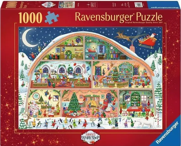 Puzzle Ravensburger din 1000 piese - Atelierul lui Moș Crăciun