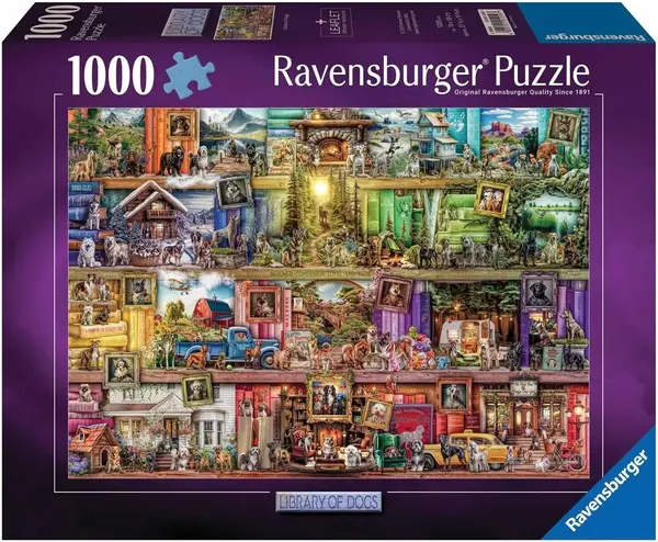 Puzzle Ravensburger din 1000 piese - Biblioteca câinilor