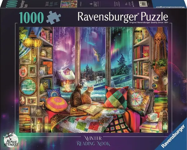 Puzzle Ravensburger din 1000 piese - Colț de lectură de iarnă