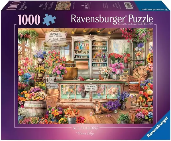 Puzzle Ravensburger din 1000 piese - Flori pentru fiecare anotimp