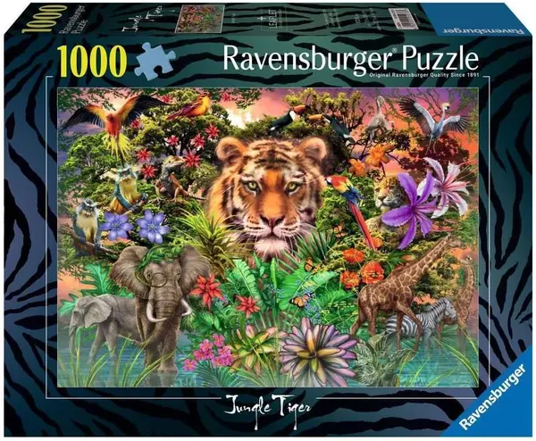 Puzzle Ravensburger din 1000 piese - Tigru în junglă