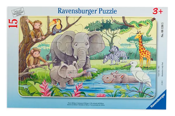 Puzzle Ravensburger din 15 de piese - Animalele Africii
