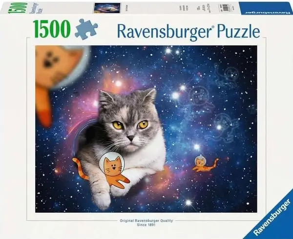 Puzzle Ravensburger din 1500 de bucăți - Pisici în spațiu