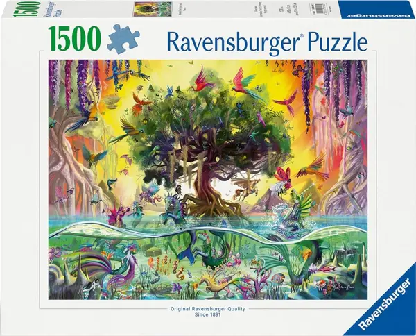 Puzzle Ravensburger din 1500 piese - Unicornul lacului și prietenii lui