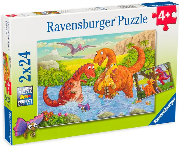 Puzzle Ravensburger din 2 x 24 de piese - Dinozauri, specia 2