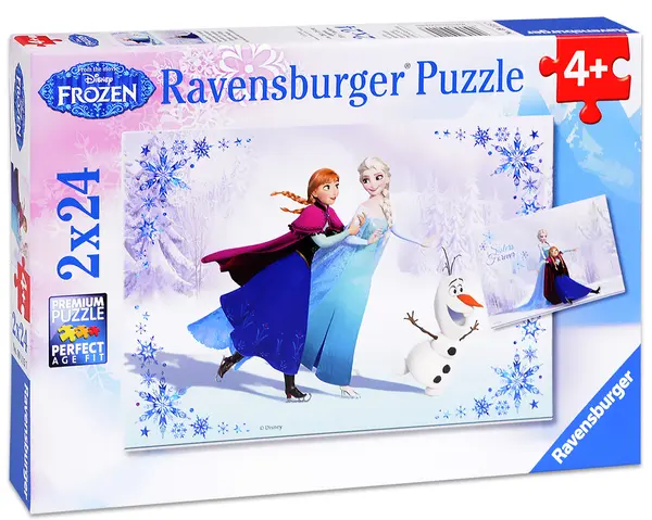 Puzzle Ravensburger din 2 x 24 de piese - Regatul de gheata - Surori pentru totdeauna