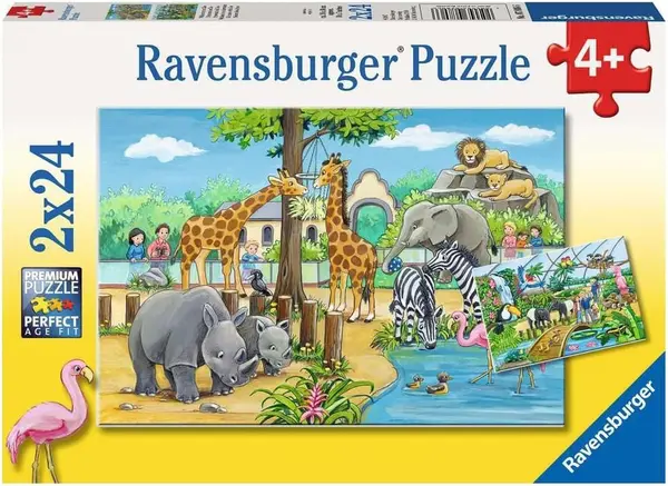 Puzzle Ravensburger din 2 x 24 piese - Bine ați venit la grădina zoologică