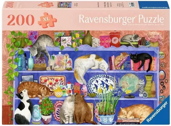 Puzzle Ravensburger din 200 XL piese - Pisici pe raft