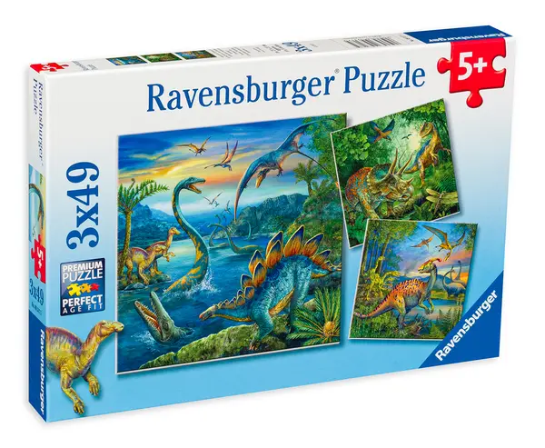 Puzzle Ravensburger din 3 x 49 de piese - Dinozaurii