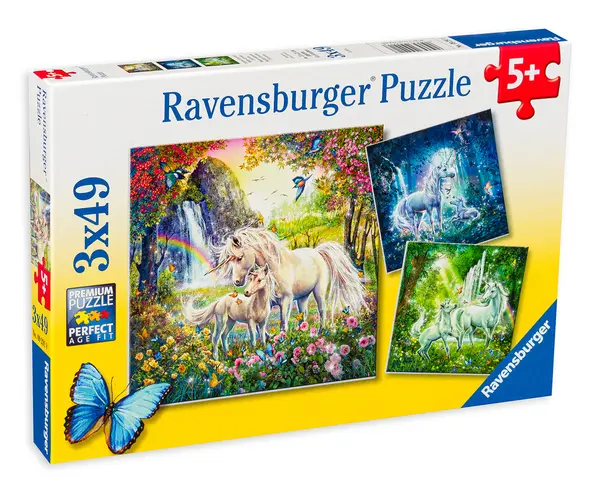 Puzzle Ravensburger din 3 x 49 de piese - Unicorni magici