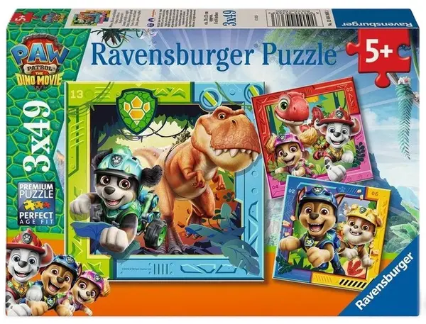 Puzzle Ravensburger din 3 x 49 piese - Paw Patrol: Dino Film