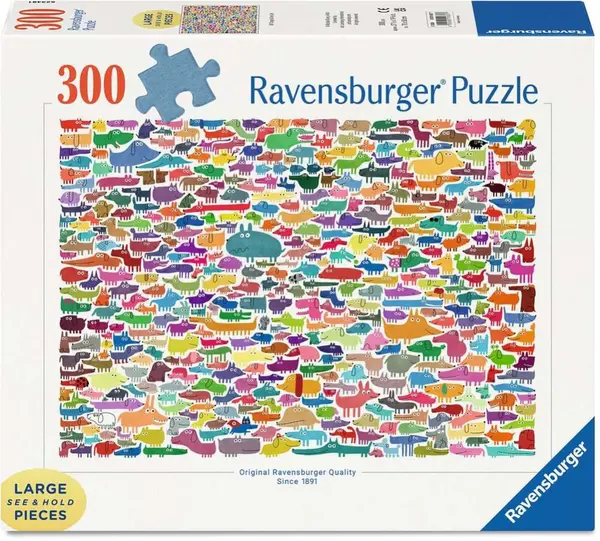 Puzzle Ravensburger din 300 piese - 387 de câini și o pisică