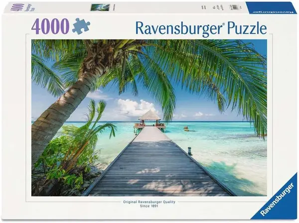 Puzzle Ravensburger din 4000 piese - Plajă de vis în Maldive