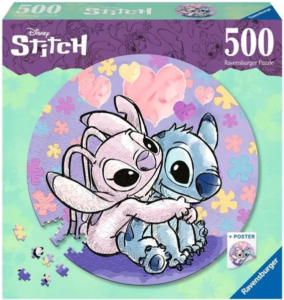 Puzzle Ravensburger din 500 de piese - Lilo și Stitch, rotund