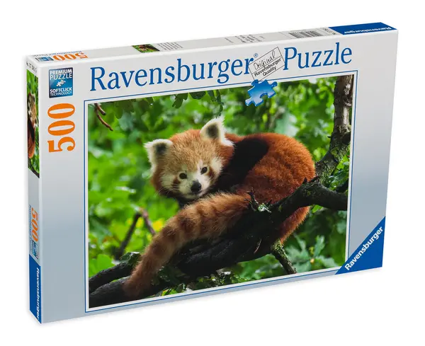 Puzzle Ravensburger din 500 de piese - Pandă roșie dulce