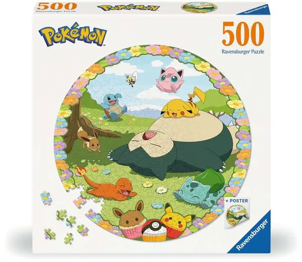 Puzzle Ravensburger din 500 de piese - Pokémon printre flori