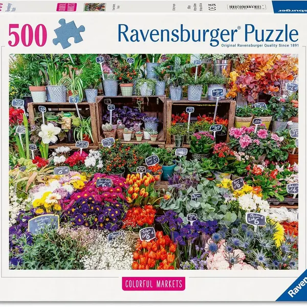Puzzle Ravensburger din 500 piese - Piața de flori din Franța