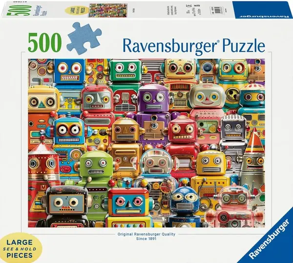 Puzzle Ravensburger din 500 XXL piese - Roboți retro