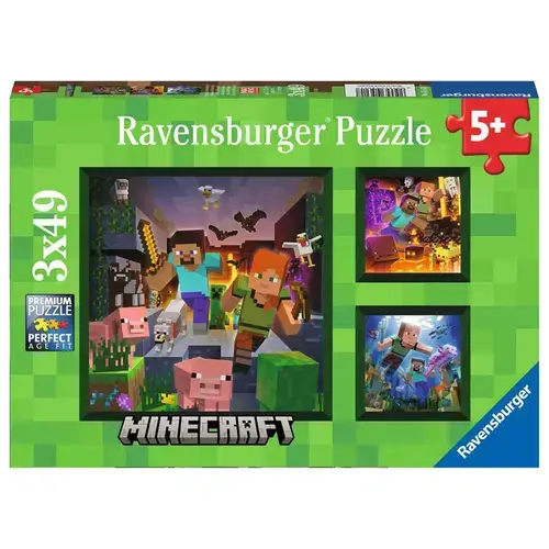 Puzzle Ravensburger - Minecraft, 3 in 1, 3x49 piese