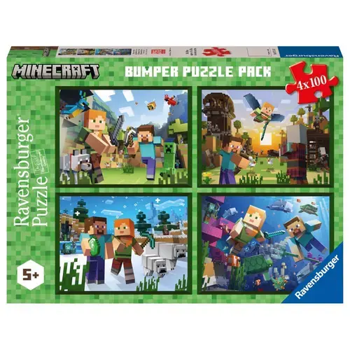 Puzzle Ravensburger - Minecraft, 4 in 1, 4x100 piese