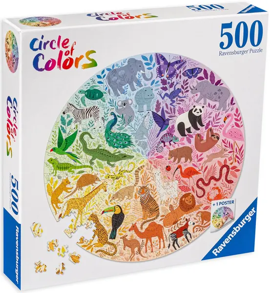Puzzle rotund Ravensburger din 500 de piese - Animale