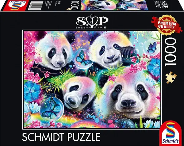 Puzzle Schmidt din 1000 de piese - Panda și curcubeu