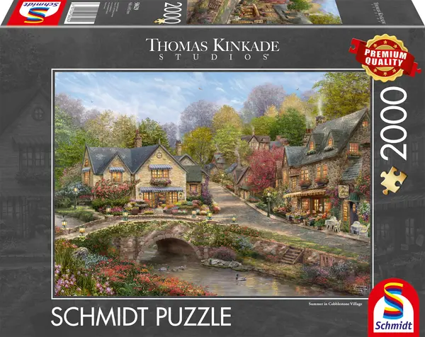 Puzzle Schmidt din 2000 piese - Vară într-un sat cu străzi pietruite