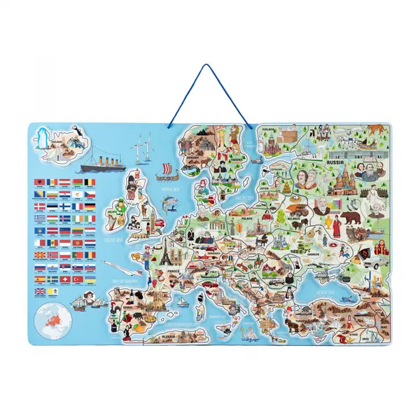 Puzzle si joc 3 in 1 , Harta magnetica a Europei (EN, 192 piese)
