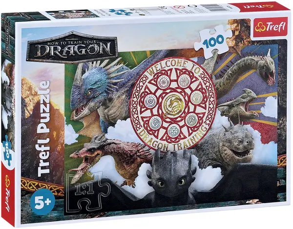 Puzzle Trefl 100 de piese - Dragoni în acțiune