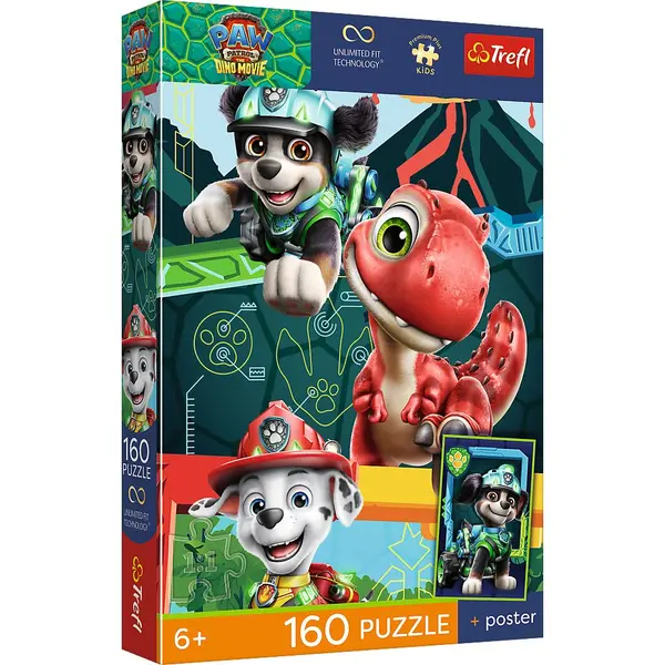 PUZZLE TREFL 160 PREMIUM PLUS KIDS PATRULA CATELUSILOR AVENTURA CU DINOZAURI PLUS POSTER