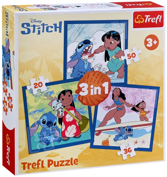 Puzzle Trefl 3 în 1 - Timp cu Stitch