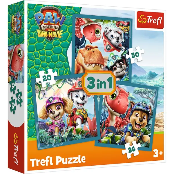 PUZZLE TREFL 3IN1 PATRULA CATELUSILOR INSULA DINOZAURILOR