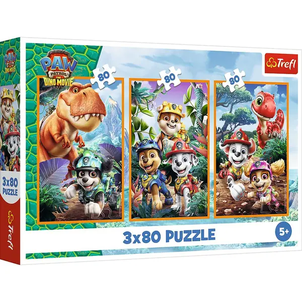 PUZZLE TREFL 3X80 PATRULA CATELUSILOR EROII DINOZAURILOR