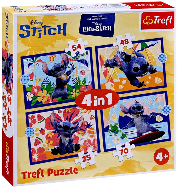 Puzzle Trefl 4 в 1 - Vacanța lui Stitch în Hawaii