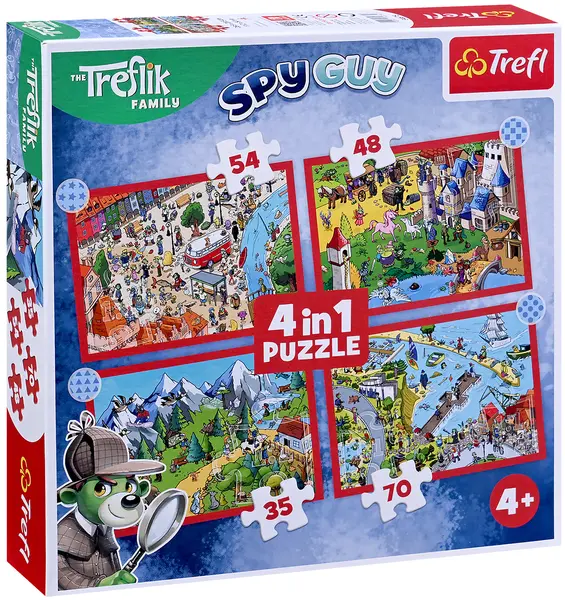 Puzzle Trefl 4 în 1 - Călătoriile lui Treflix