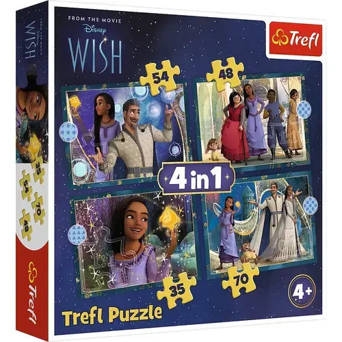 Puzzle Trefl 4 in 1 Disney Wish, Visele devin realitate, 35/48/54/70 piese