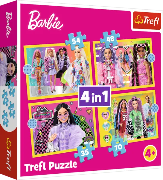 Puzzle Trefl 4 în 1 - Lumea fericită a lui Barbie