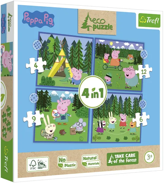 Puzzle Trefl 4 în 1 - Peppa îi place aventurile