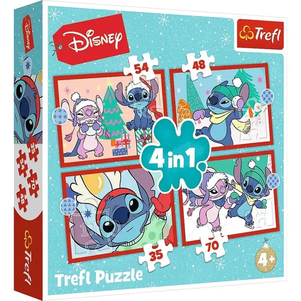 PUZZLE TREFL 4IN1 DISNEY LILO SI STITCH DE CRACIUN