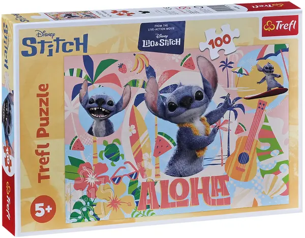 Puzzle Trefl cu 100 de piese - Stitch și prietenii în acțiune