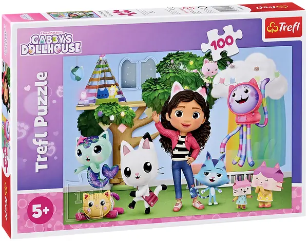 Puzzle Trefl din 100 de piese - Casa de păpuși a lui Gabby