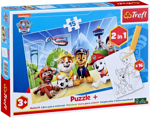 Puzzle Trefl din 15 piese - Patrula Cățelușilor: Căței Fericiți