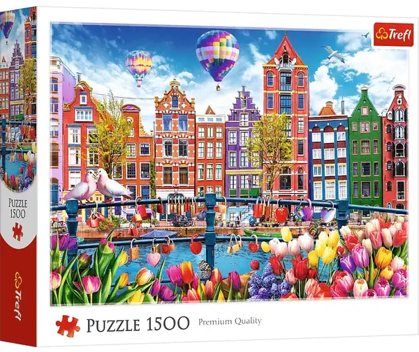 Puzzle Trefl din 1500 piese - Amsterdamul colorat