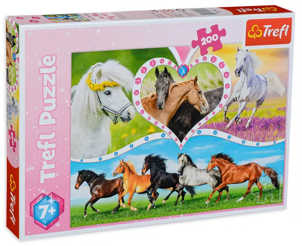 Puzzle Trefl din 200 de piese - Cai frumosi