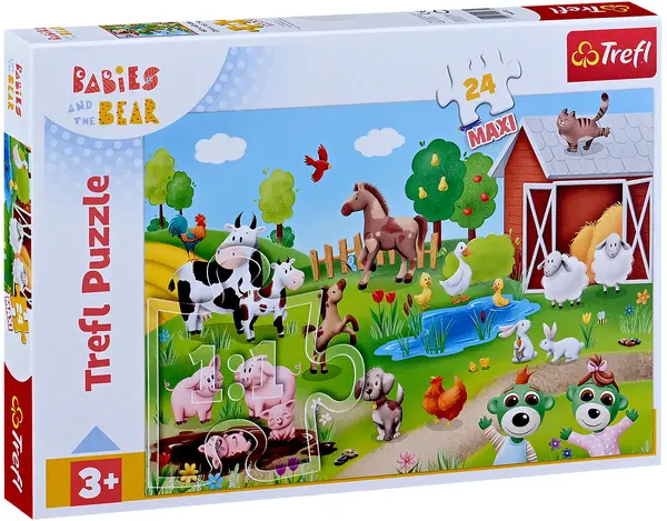 Puzzle Trefl din 24 maxi piese - Animalele și puii lor