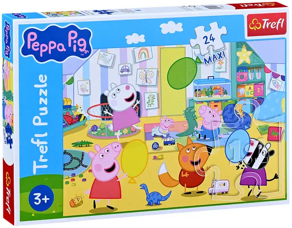 Puzzle Trefl din 24 piese mici - Purcelușa Peppa se joacă cu prietenii