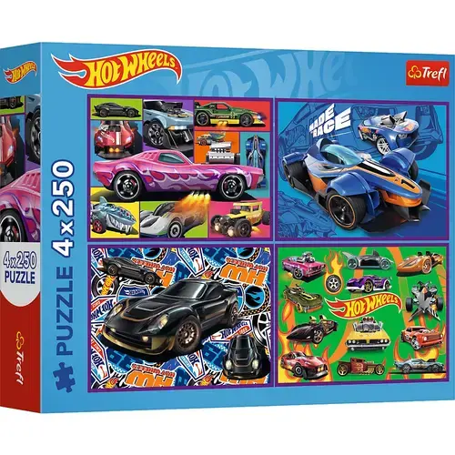 Puzzle Trefl din 4 x 250 piese - Masini de curse