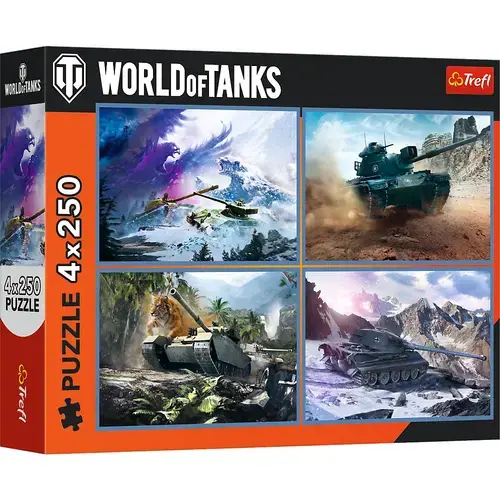 Puzzle Trefl din 4 x 250 piese - World of Tanks: Marea Baătalie a Tancurilor