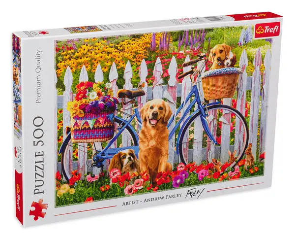 Puzzle Trefl din 500 de piese - Câine cu bicicleta