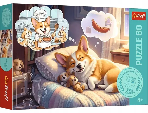 Puzzle Trefl din 60 piese - Corgi în tărâmul viselor